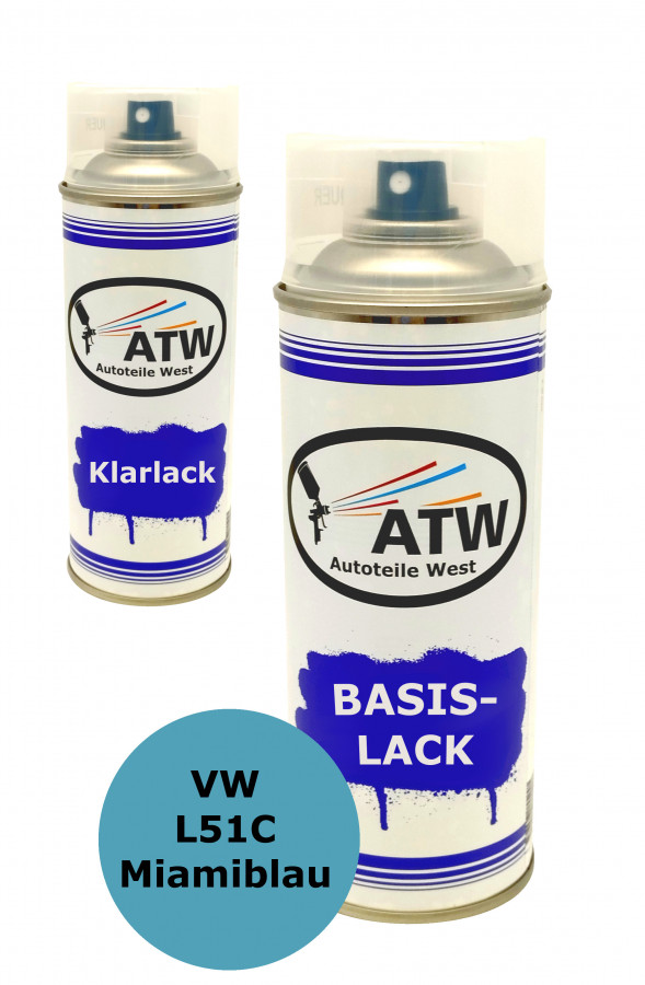 Autolack für VW L51C Miamiblau +400ml Klarlack Set